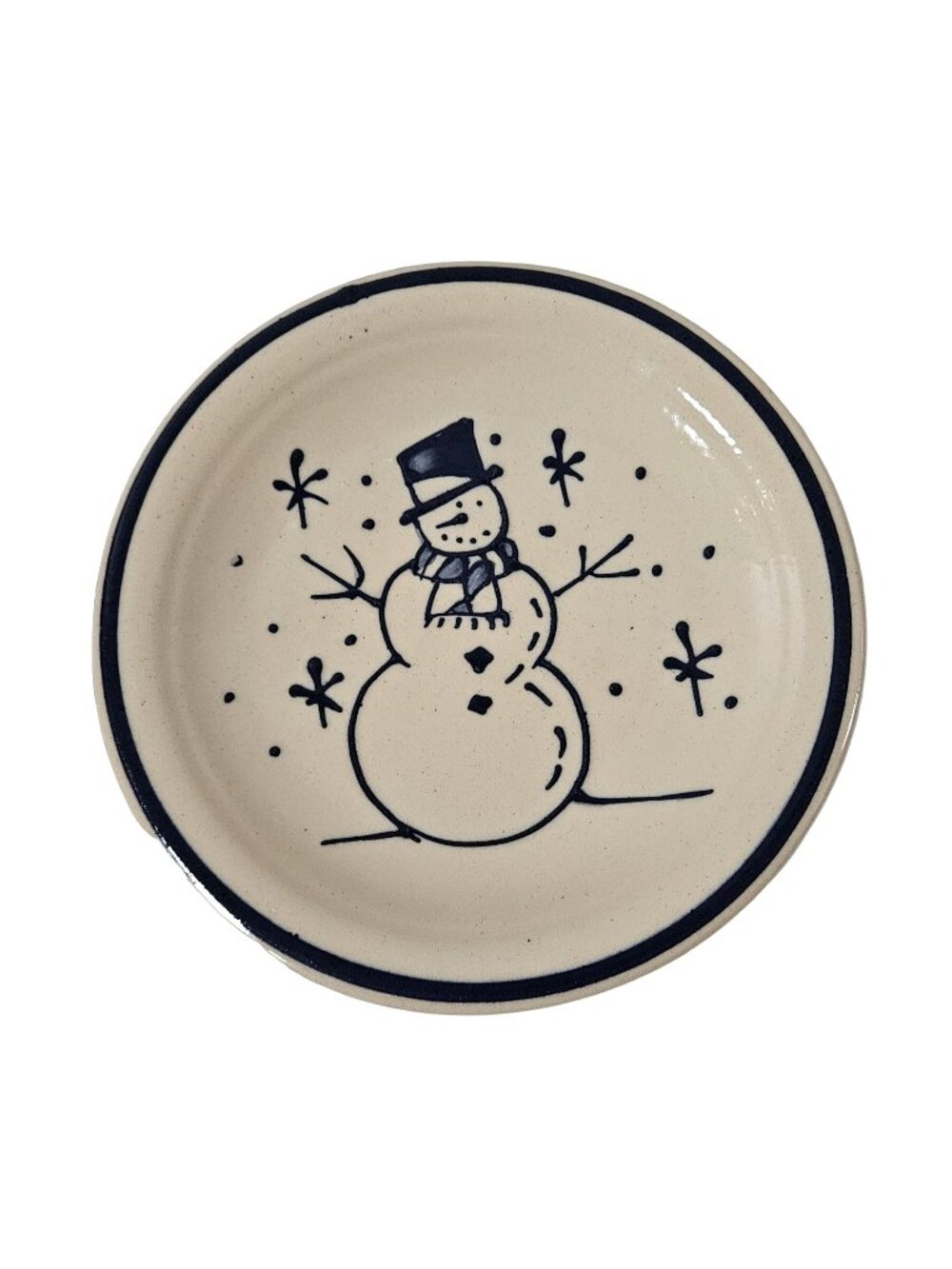 Vintage Gooseberry Patch Snowman Plate 8" Winter Holiday Dessert Cookies 1998